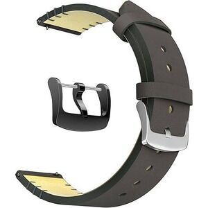 20mm Quick‎ Release Watch Band Genuine Leather Dark Gray Silver Buckle